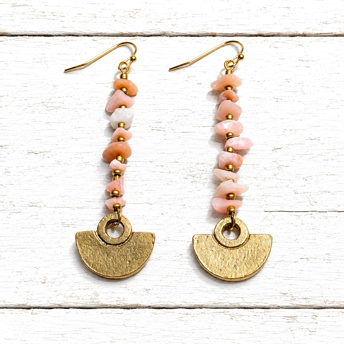 Pendientes tribal chip rosa