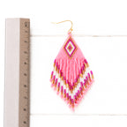 Pendientes miyuki rombo rosa flúor