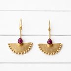 Pendientes abanico amazonita dorado mate granate