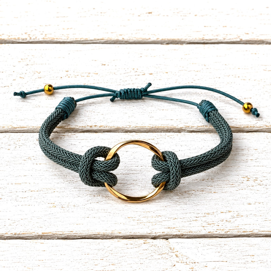 Pulsera aro acero dorado verde