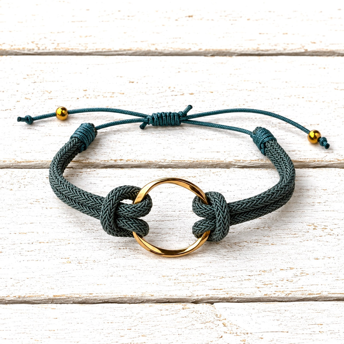 Pulsera aro acero dorado verde