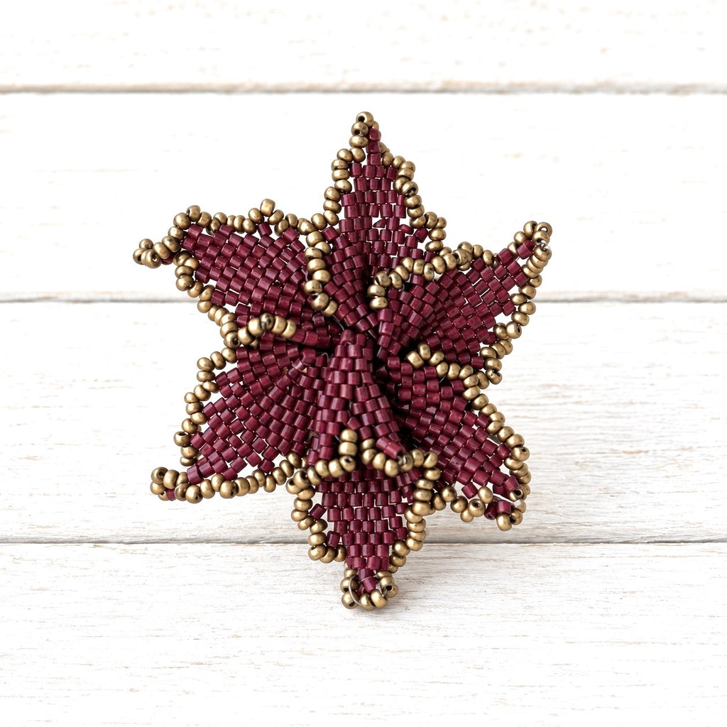 Anillo flor Miyuki granate
