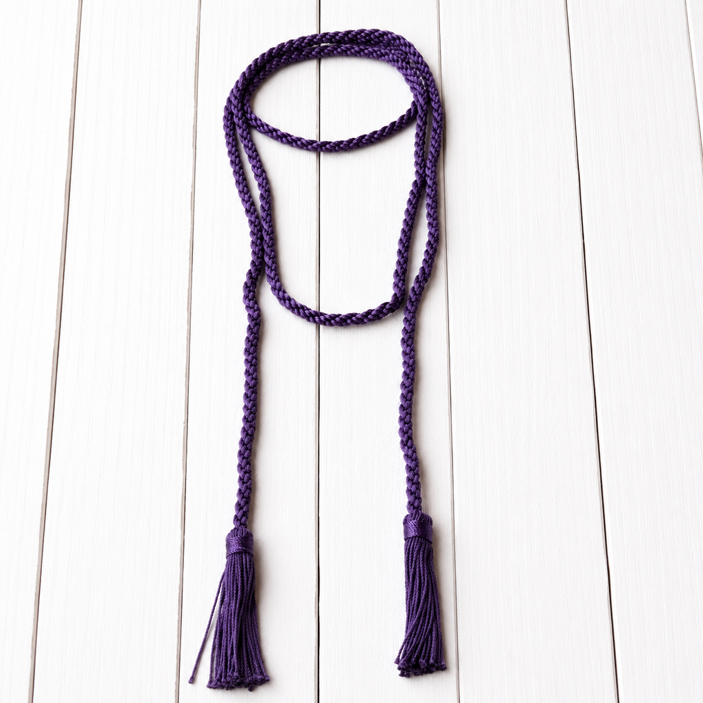 Collar cinturón pompones morado