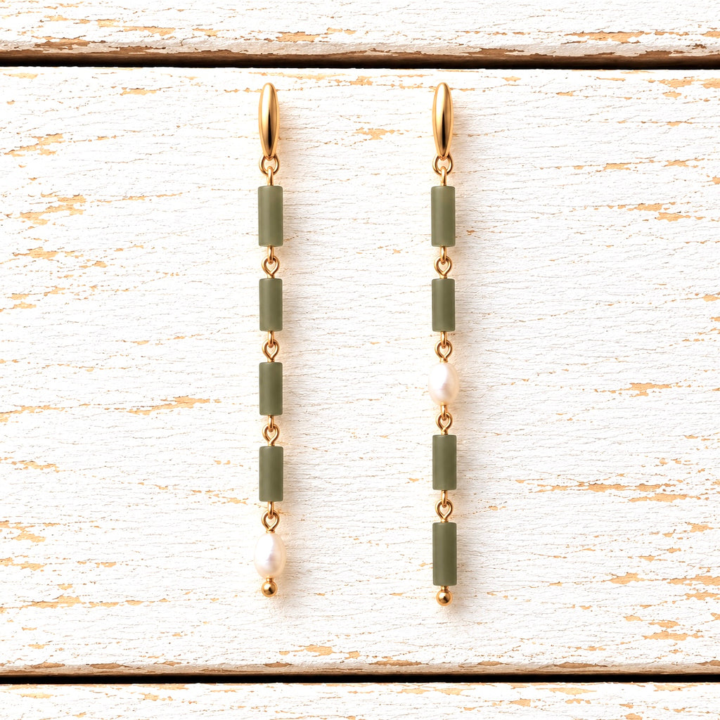 Pendientes contraste perla