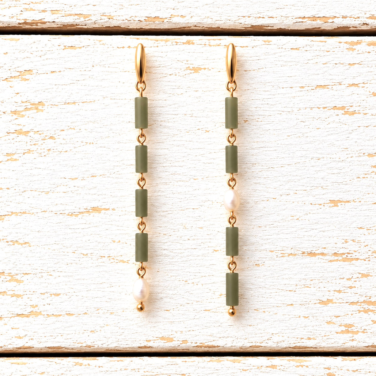 Pendientes contraste perla