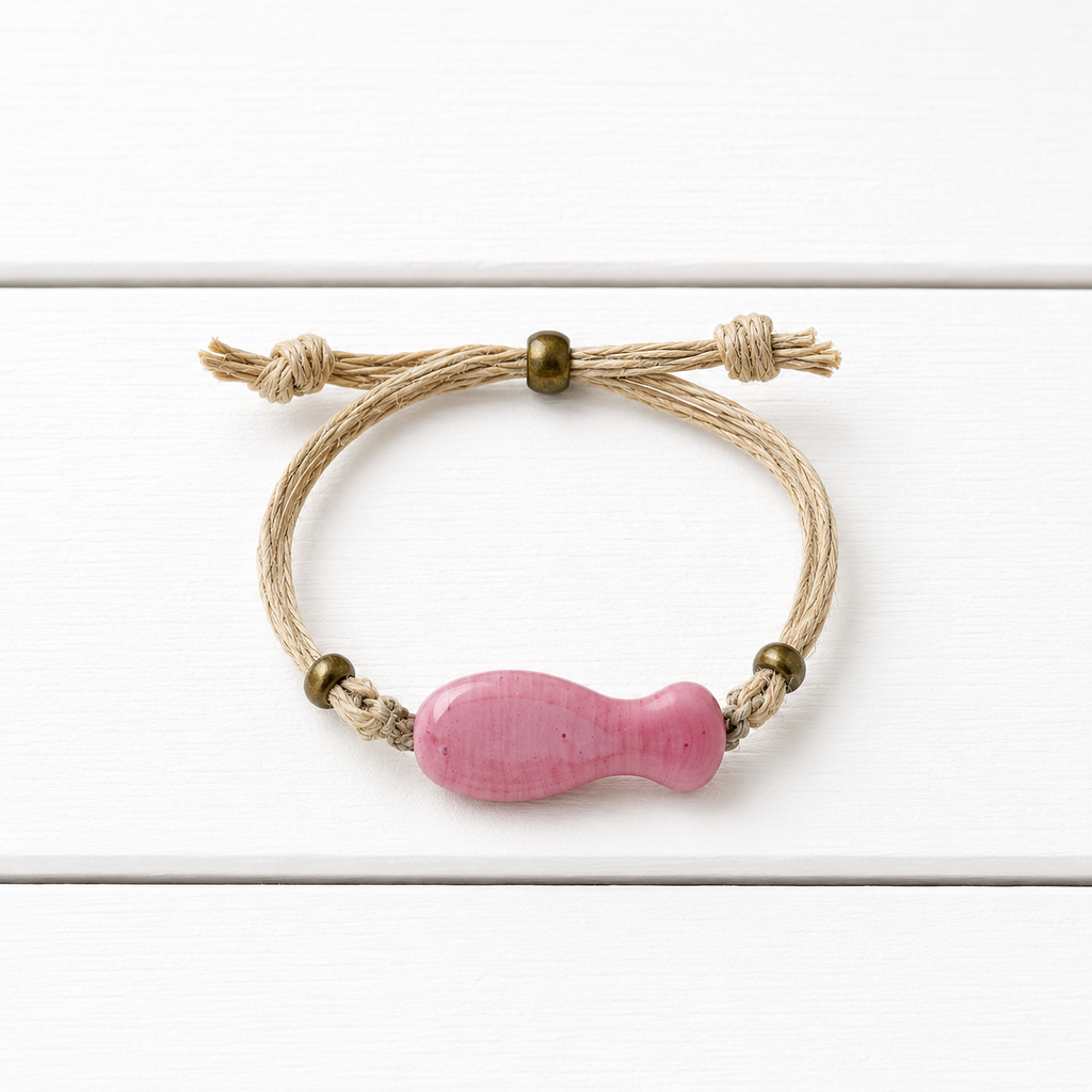 Pulsera cáñamo pez rosa