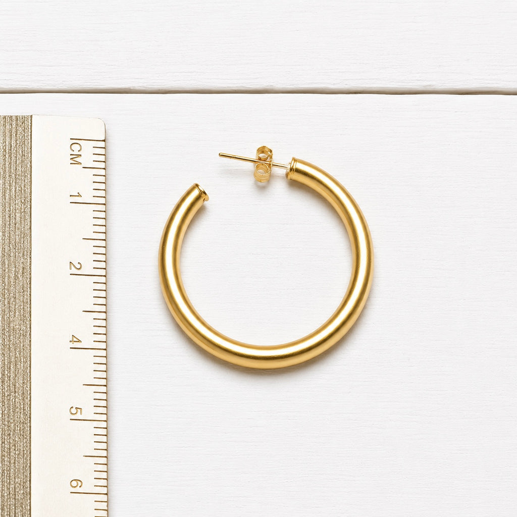 Pendientes aro dorado mate 4cm