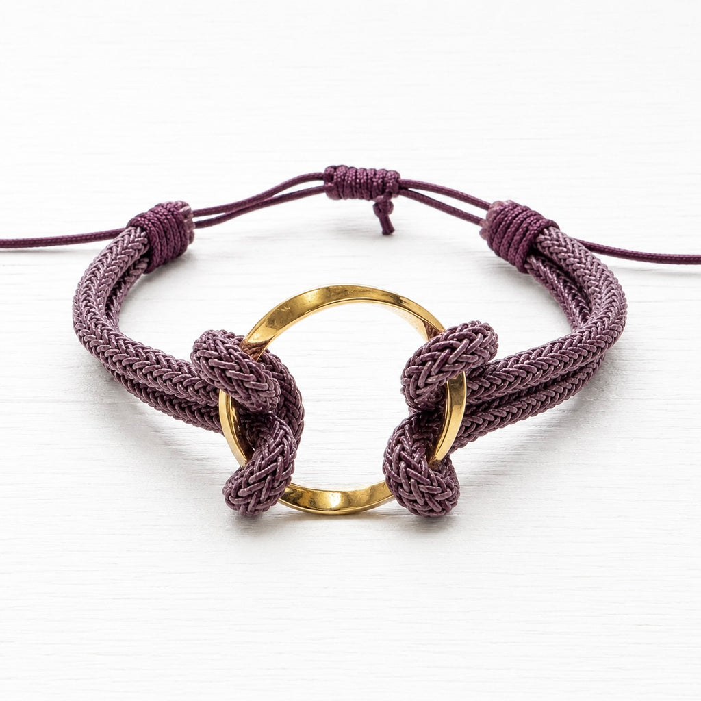 Pulsera aro acero dorado berenjena