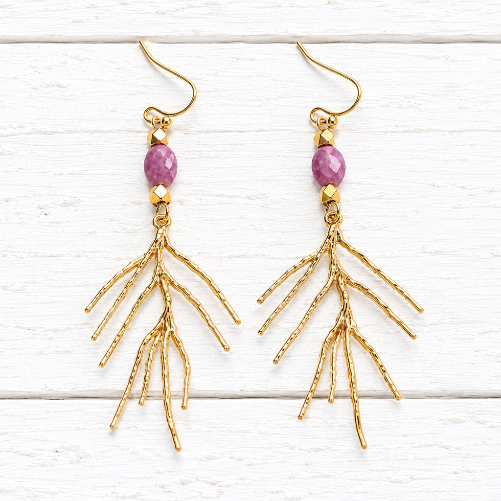 Pendientes rama berenjena
