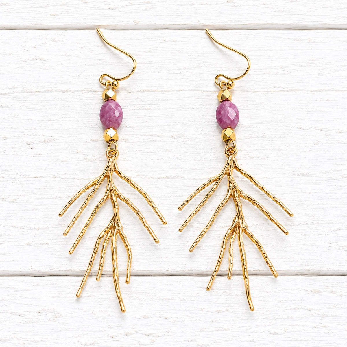 Pendientes rama berenjena