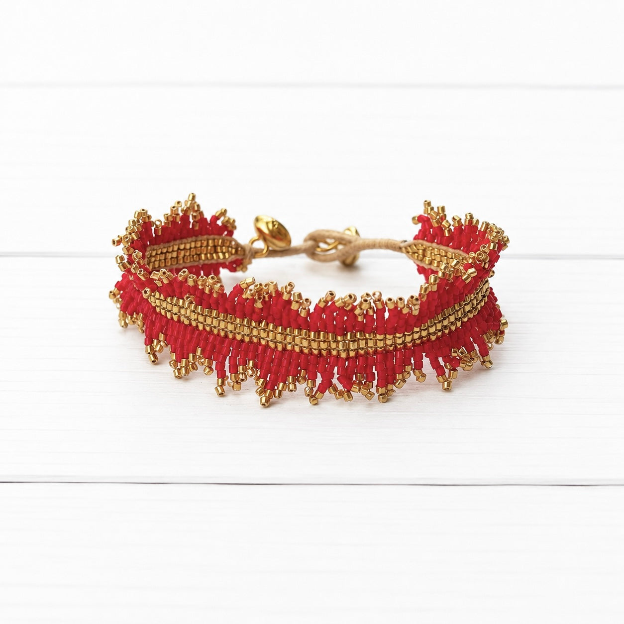 Pulsera miyuki flecos roja