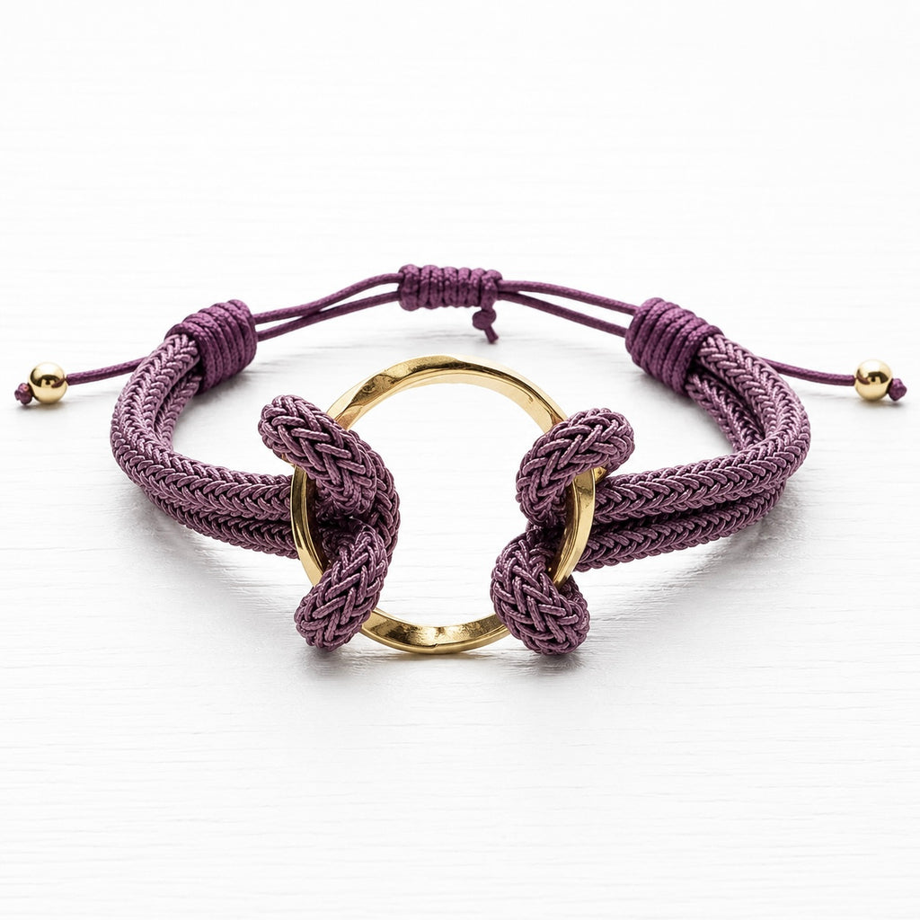 Pulsera aro acero dorado berenjena