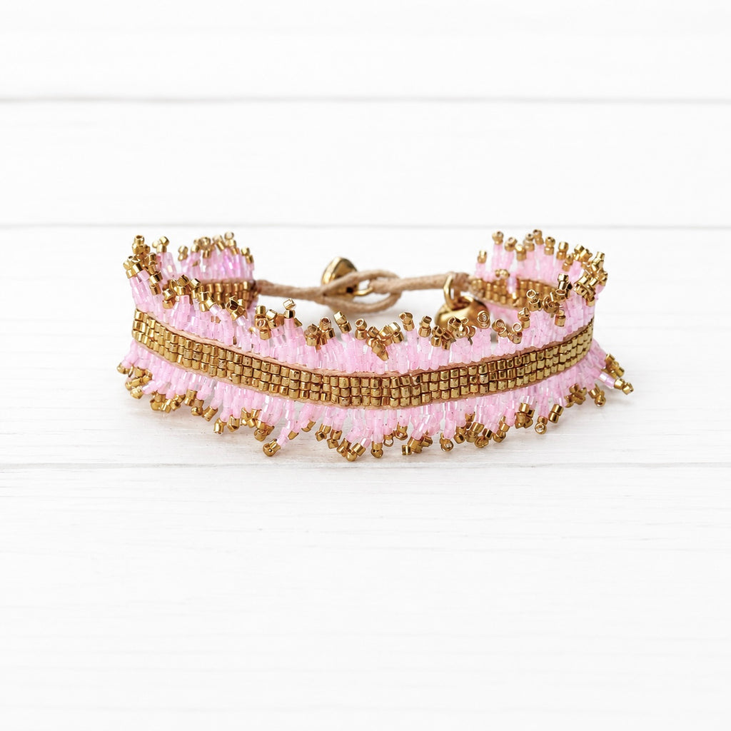 Pulsera miyuki flecos rosa
