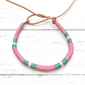 Pulsera cuero fresa y verde