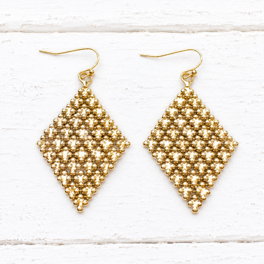 Pendientes rombo dorado