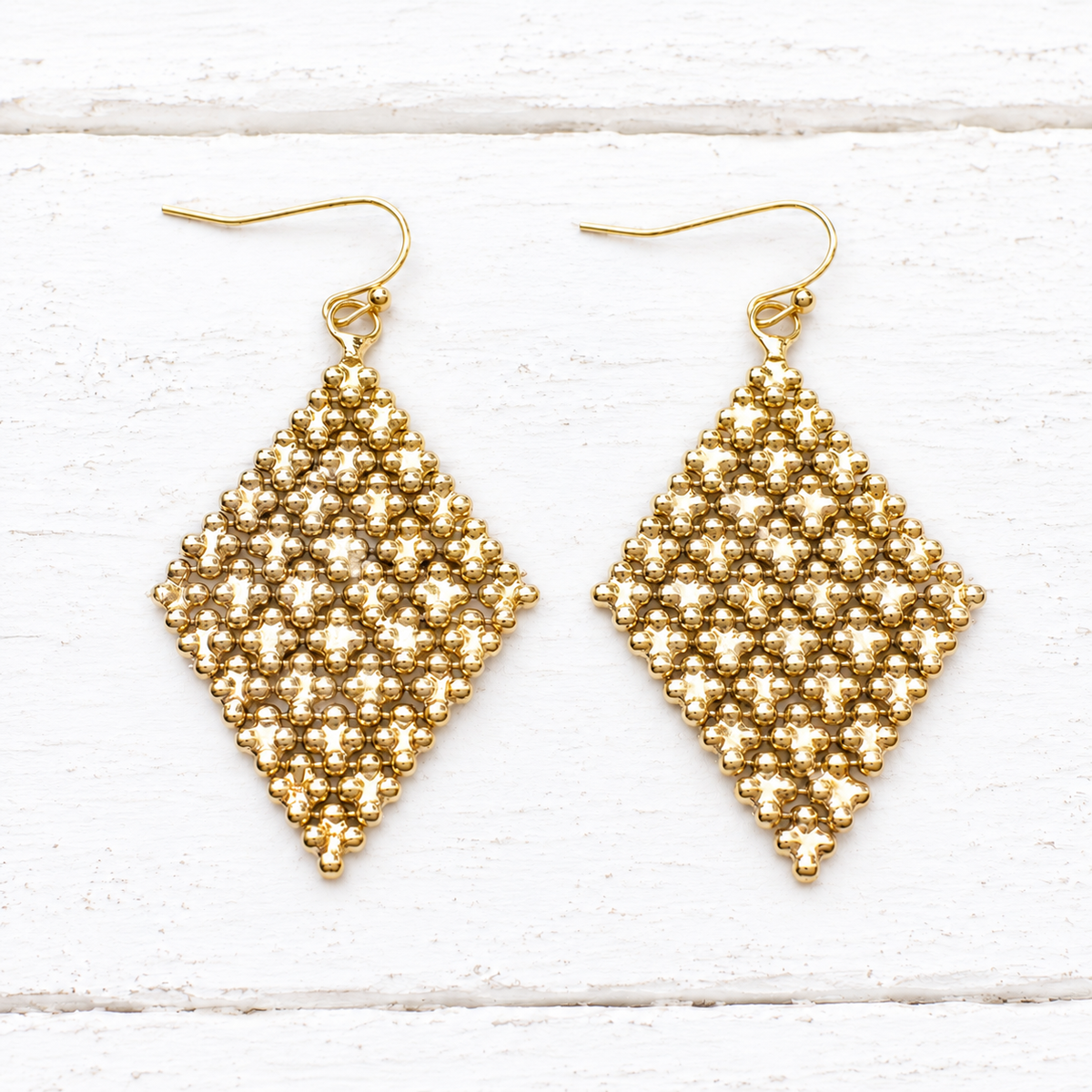 Pendientes rombo dorado