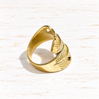 Anillo pluma dorado latón