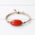 Pulsera cáñamo vidrio naranja