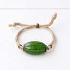 Pulsera cáñamo vidrio verde