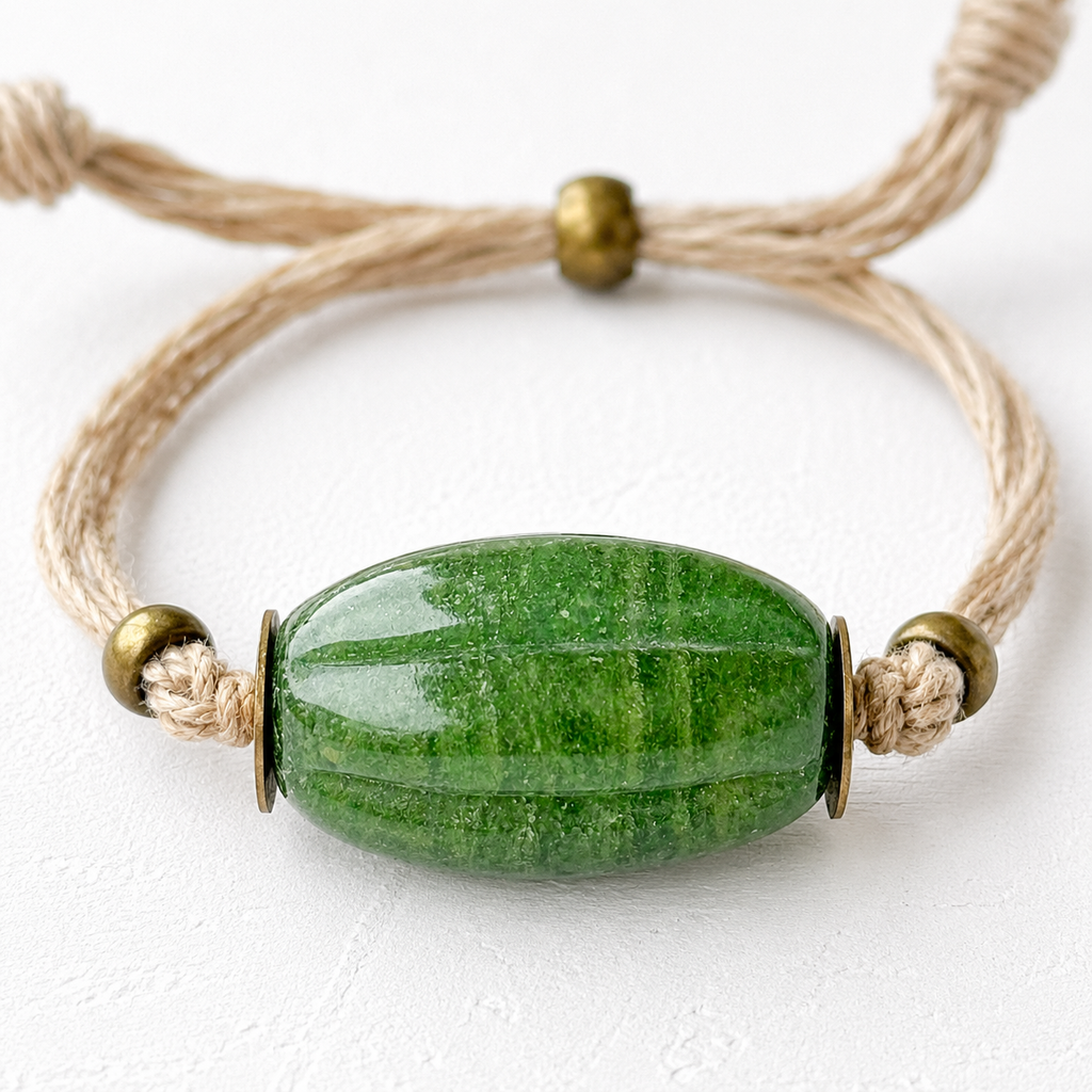 Pulsera cáñamo vidrio verde