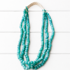 Collar triple vidrio turquesa