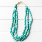 Collar triple vidrio turquesa