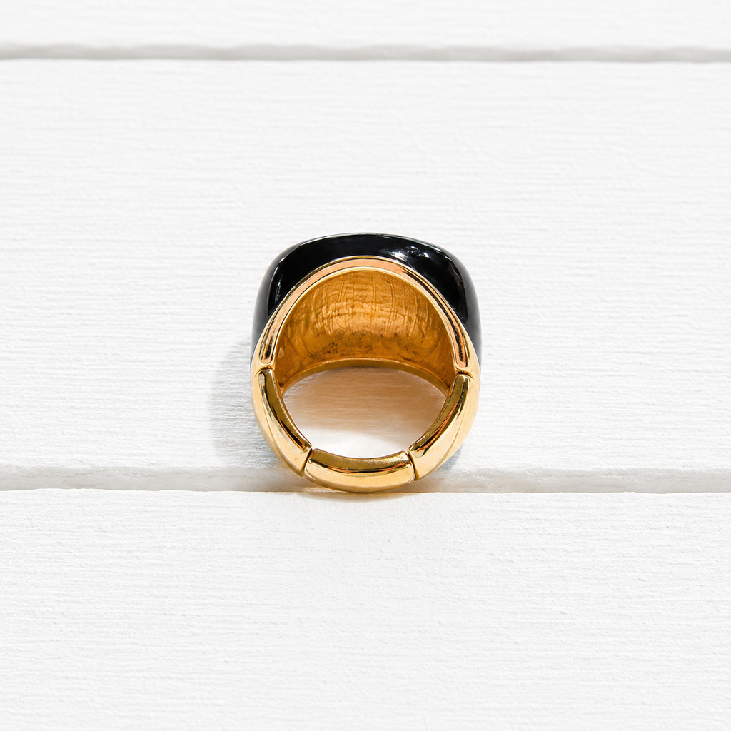 Anillo plano esmalte negro