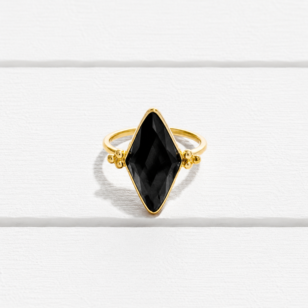 Anillo rombo piedra negra