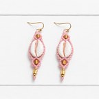 Pendientes macramé concha rosa