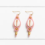 Pendientes macramé concha rosa