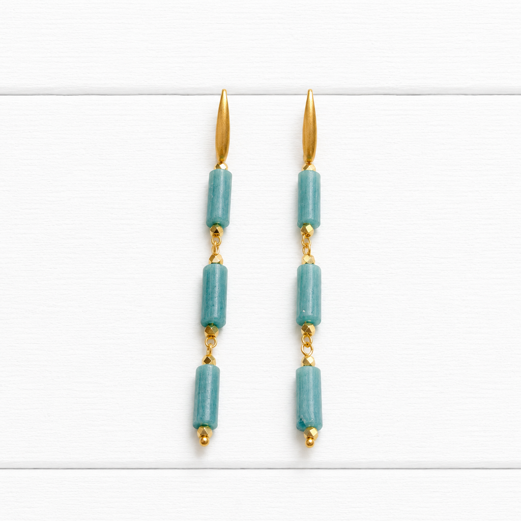 Pendientes tubos azul medio
