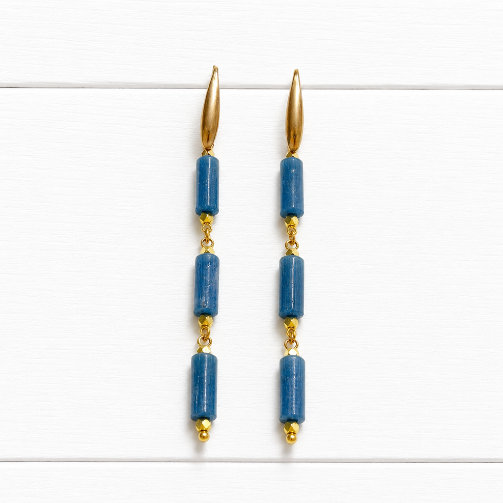 Pendientes tubos azul plomo