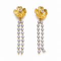 Pendientes flor cadenas gris