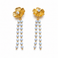 Pendientes flor cadenas azul