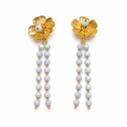Pendientes flor cadenas azul
