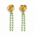 Pendientes flor cadenas verde manzana