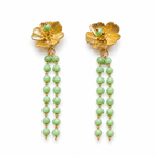 Pendientes flor cadenas verde manzana