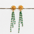 Pendientes flor cadenas verde