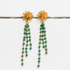 Pendientes flor cadenas verde