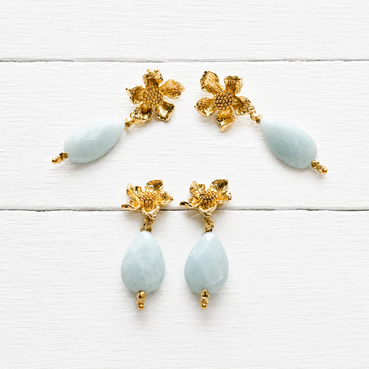 Pendientes flor gota agua