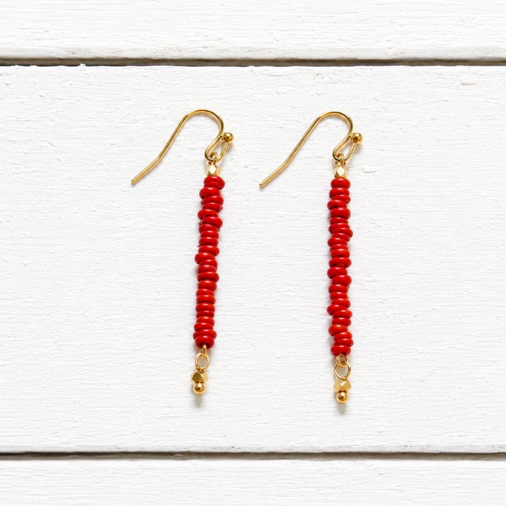 Pendientes arandelas vidrio rojo