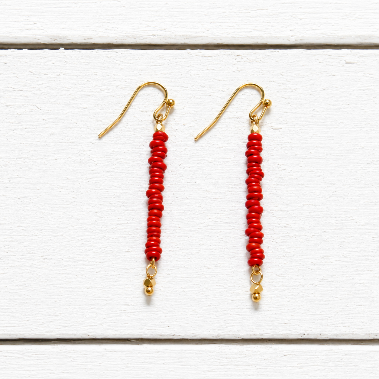 Pendientes arandelas vidrio rojo