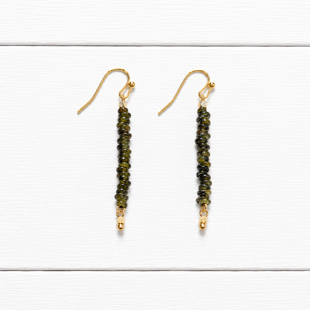 Pendientes arandelas vidrio verde kaki