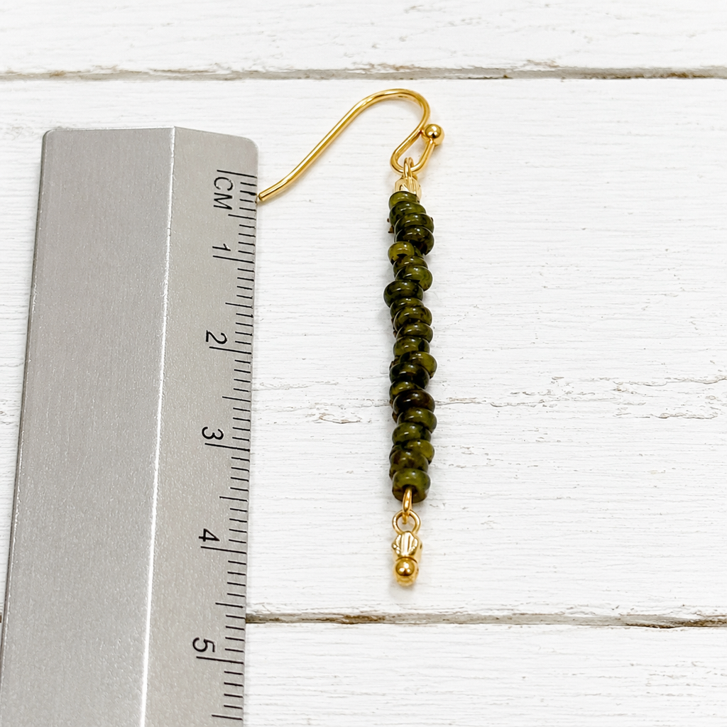 Pendientes arandelas vidrio verde kaki