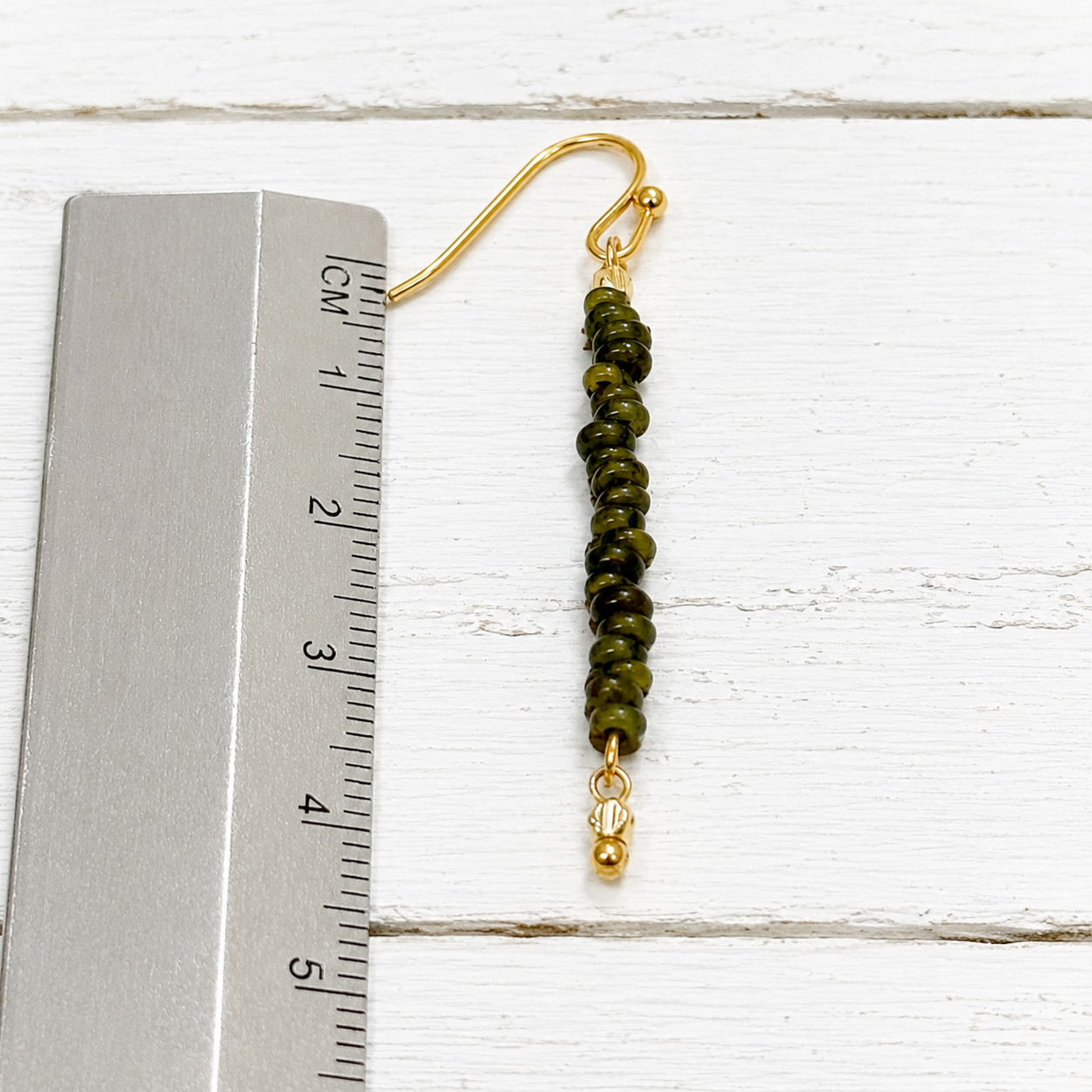 Pendientes arandelas vidrio verde kaki