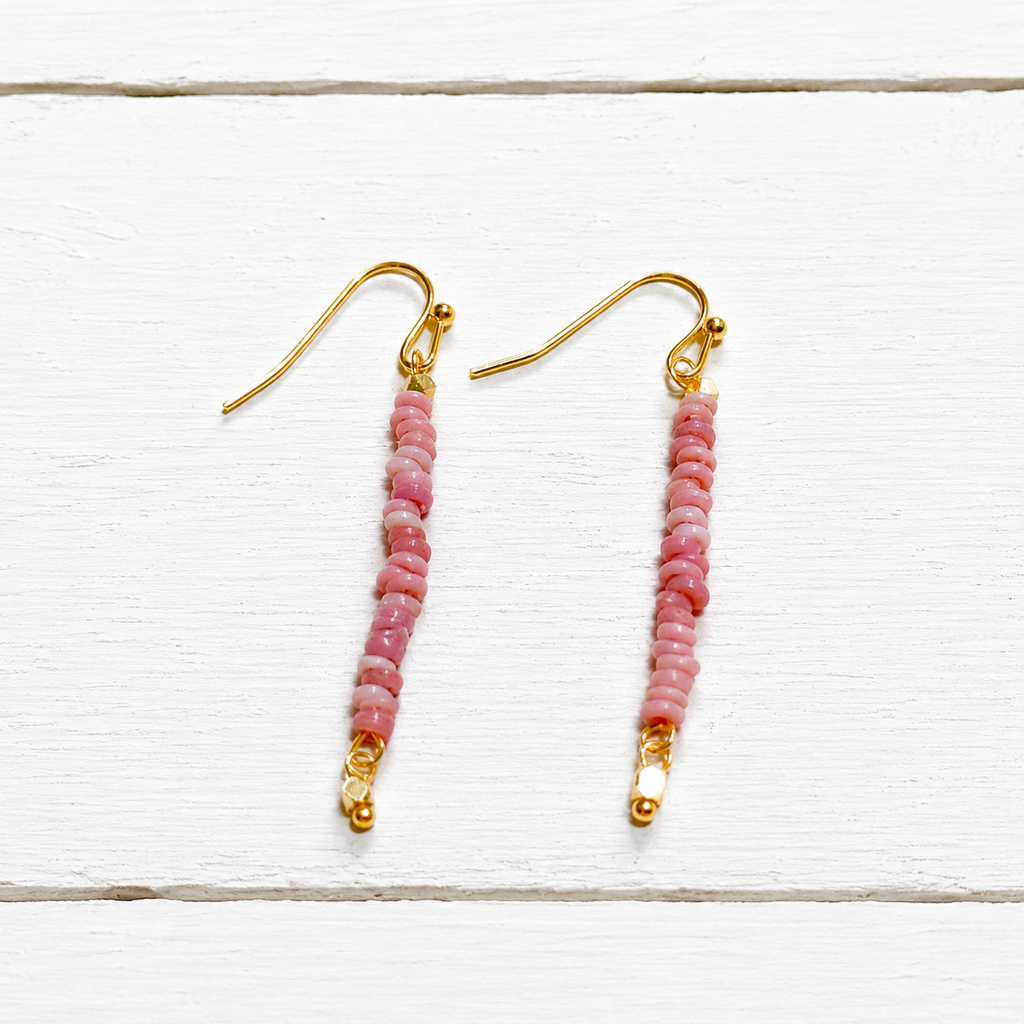 Pendientes arandelas vidrio rosa