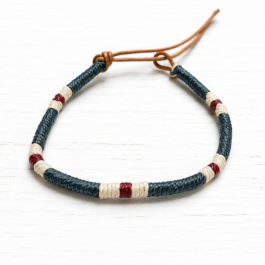 Pulsera cuero gris/granate