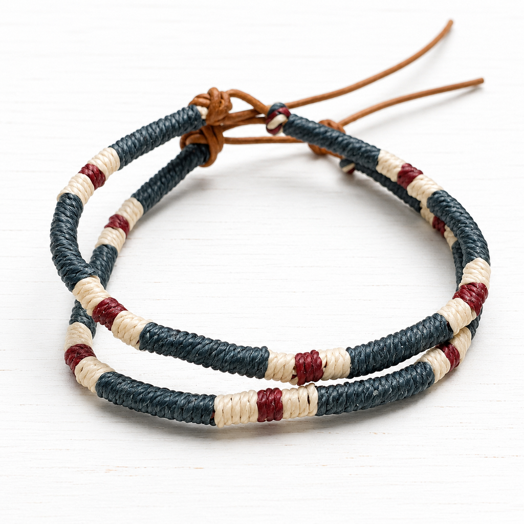 Pulsera cuero gris/granate