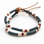 Pulsera cuero gris/granate