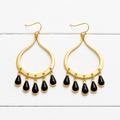 Pendientes lágrimas negras dorados